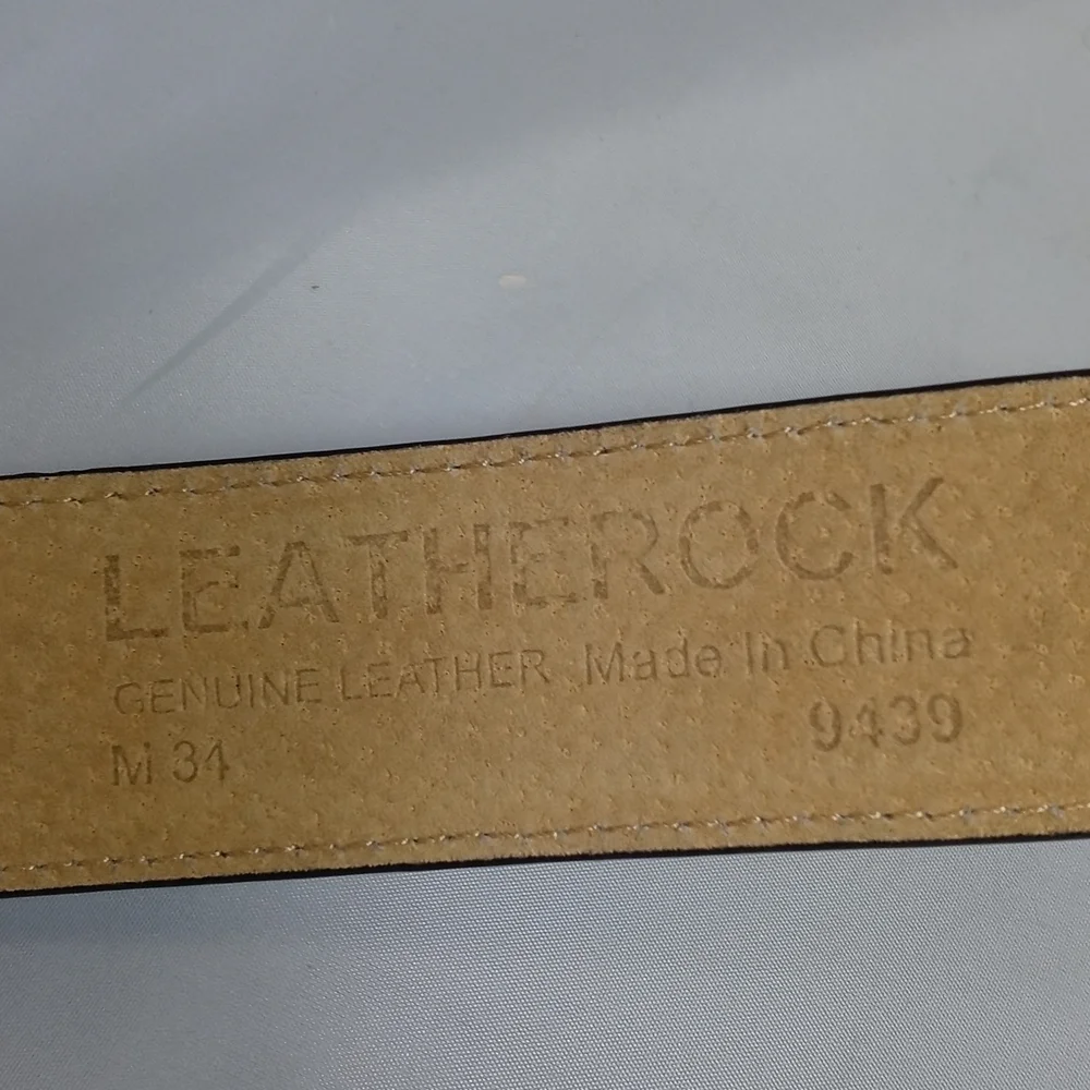 LEATHER‎ Rock Black Rhinestones Buckle Signature Belt